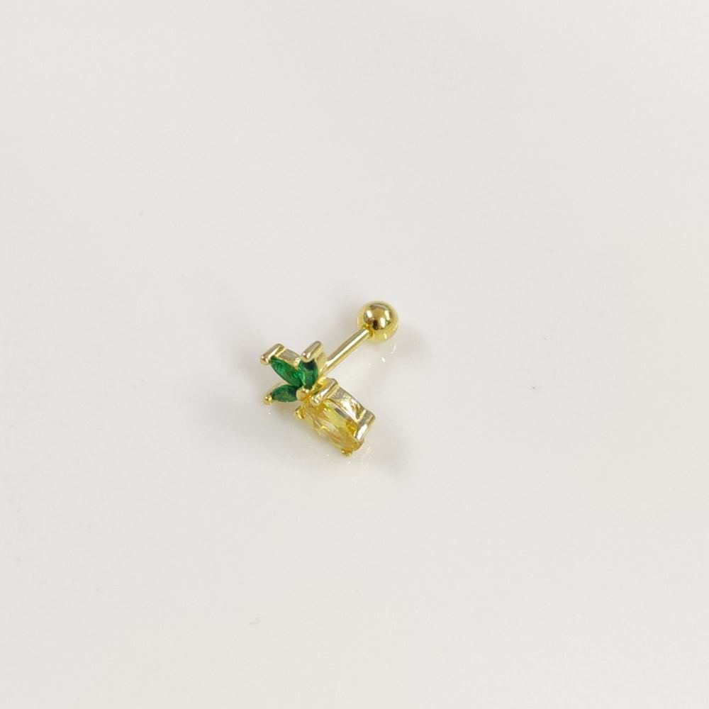 ANANAS GÜMÜŞ TRAGUS PIERCING - ALTIN SARI