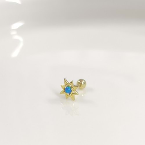 MAVİ OPAL KUTUP YILDIZI GÜMÜŞ TRAGUS PIERCING - ALTIN SARI