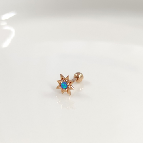 MAVİ OPAL KUTUP YILDIZI GÜMÜŞ TRAGUS PIERCING - ROSE BAKIR