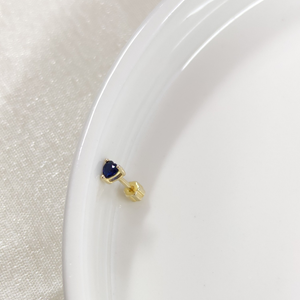 LACİ TAŞLI KALP GÜMÜŞ TRAGUS PIERCING - ALTIN SARI