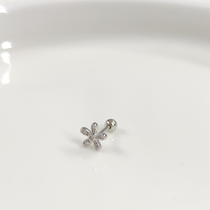 TAŞLI PAPATYA GÜMÜŞ TRAGUS PIERCING - RODYUM BEYAZ