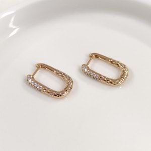 XUPING TAŞ DETAYLI OVAL HALKA KÜPE ROSE