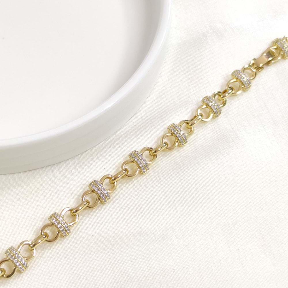 XUPING TAŞLI SONSUZLUK BİLEKLİK 18+2 CM GOLD