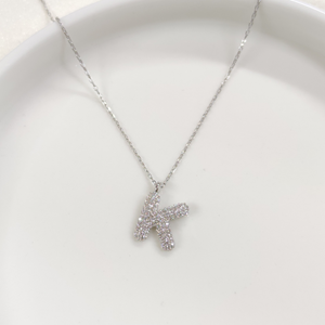 K TAŞLI GÜMÜŞ HARF KOLYE - RODYUM BEYAZ