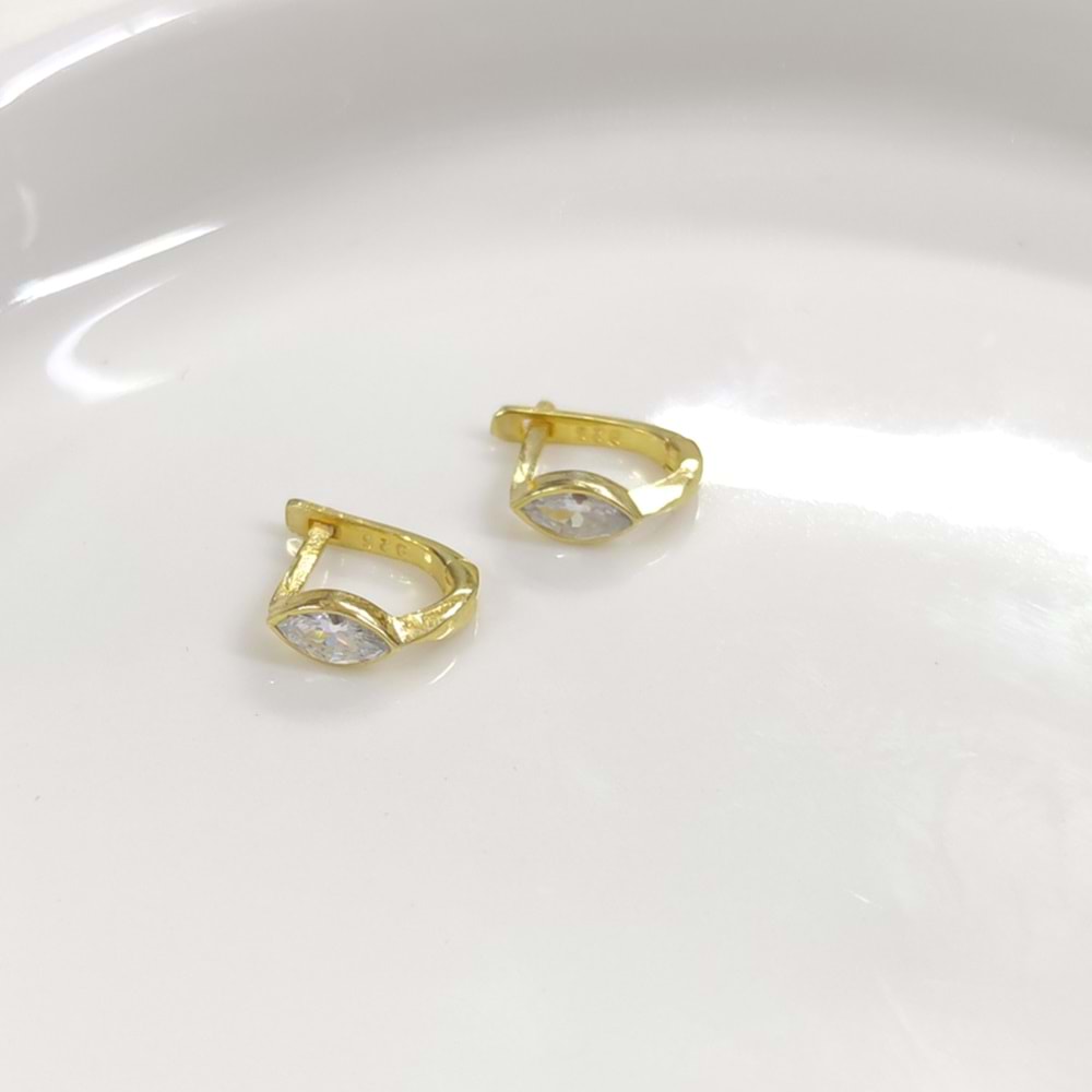 8 MM MEKİK J HALKA GÜMÜŞ KÜPE - ALTIN SARI