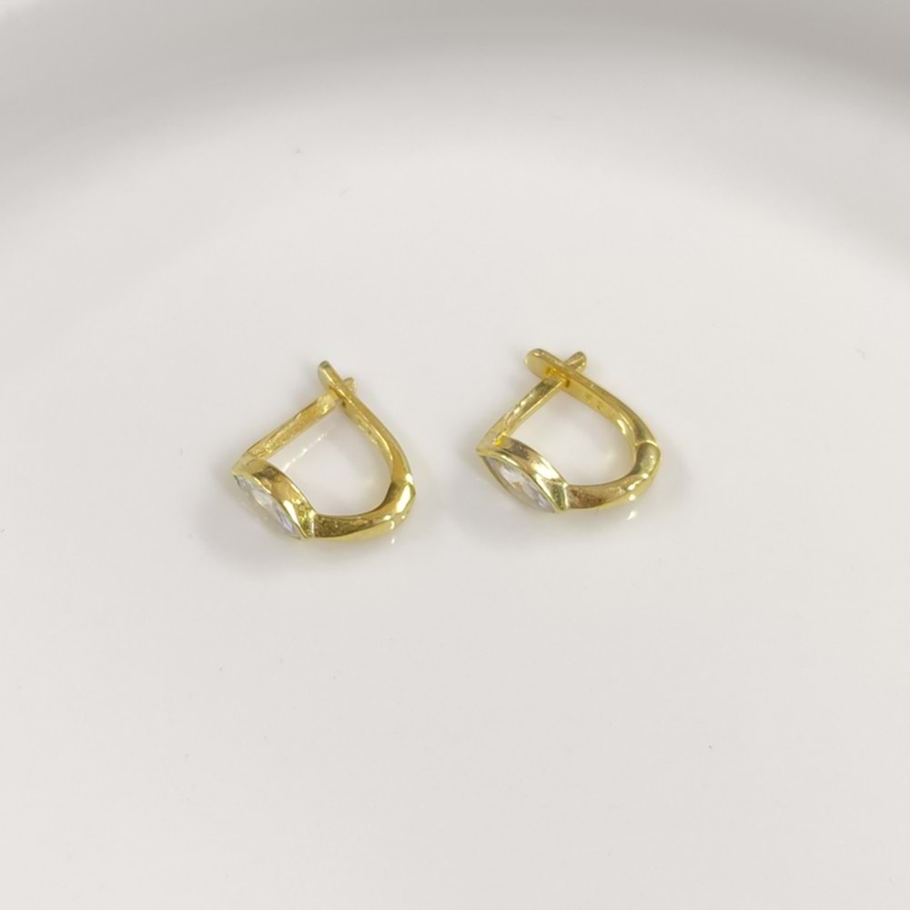 8 MM MEKİK J HALKA GÜMÜŞ KÜPE - ALTIN SARI