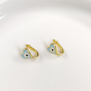 KALP GÜMÜŞ ÇOCUK KÜPE - YEŞİL