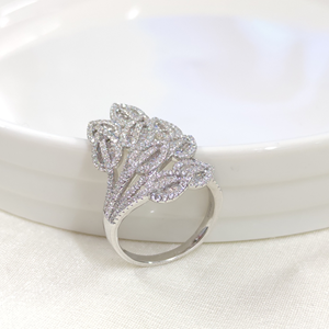 İTHAL 3 CM İRİ YAPRAK BAGET GÜMÜŞ YÜZÜK - 20