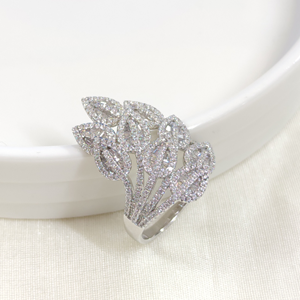 İTHAL 3 CM İRİ YAPRAK BAGET GÜMÜŞ YÜZÜK - 20