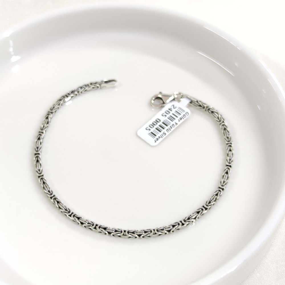 2,3 MM GÜMÜŞ KARE KRAL ZİNCİR BİLEKLİK 20 CM