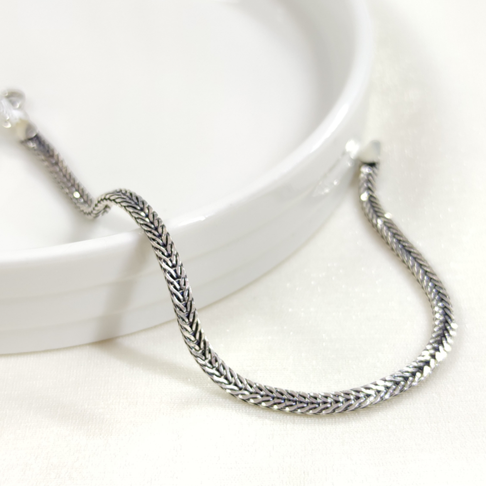 3,30 MM GÜMÜŞ TİLKİ KUYRUĞU YASSI ZİNCİR BİLEKLİK