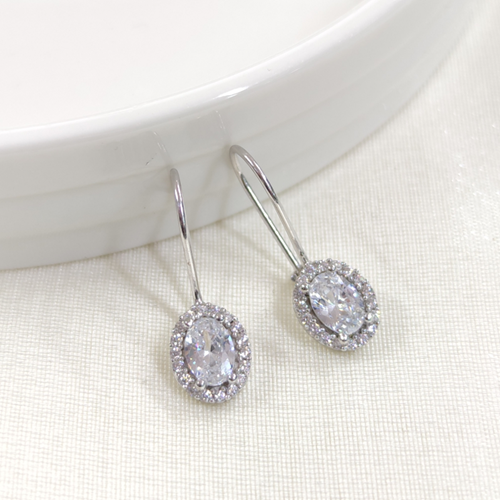 SALLANTILI OVAL HALKA GÜMÜŞ KÜPE - RODYUM BEYAZ