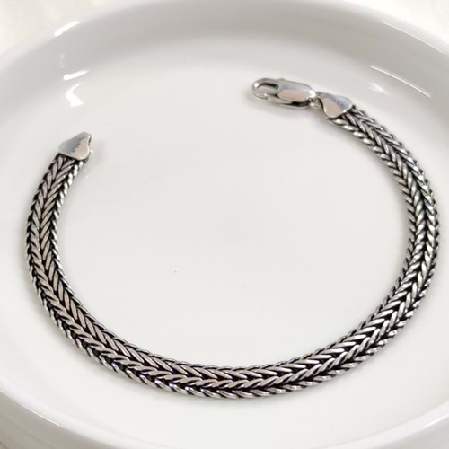 6,85 MM OKSİTLİ ZİNCİR GÜMÜŞ ERKEK BİLEKLİK