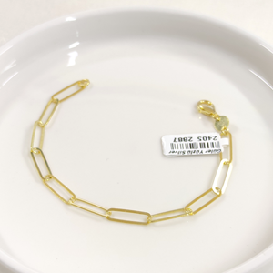 5 MM ATAÇ ZİNCİR GÜMÜŞ BİLEKLİK 19 CM - ALTIN SARI