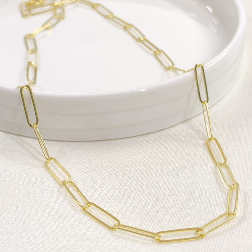 5 MM ATAÇ ZİNCİR GÜMÜŞ KOLYE 50 CM - ALTIN SARI