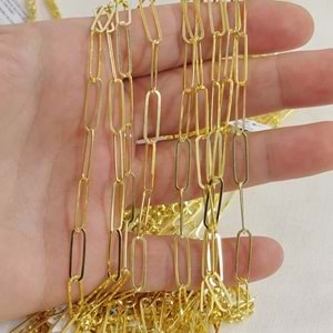 5 MM ATAÇ ZİNCİR GÜMÜŞ KOLYE 50 CM - ALTIN SARI