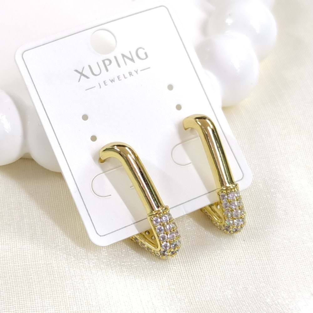 XUPING 1,3 CM TAŞLI FİRKETE HALKA KÜPE GOLD