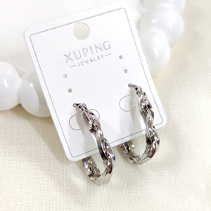 XUPING 25x9 MM BURGULU OVAL HALKA KÜPE - BEYAZ