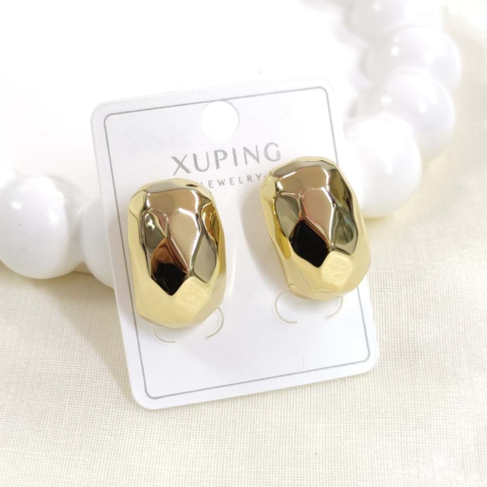 XUPING OVAL DESENLİ ÇİVİ KÜPE GOLD