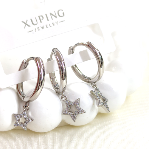 XUPING 16 MM TAŞLI YILDIZ KOMBİN HALKA KÜPE BEYAZ