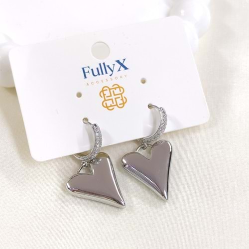 FULLYX 25 MM BÜYÜK KALP 13 MM HALKA KÜPE - BEYAZ