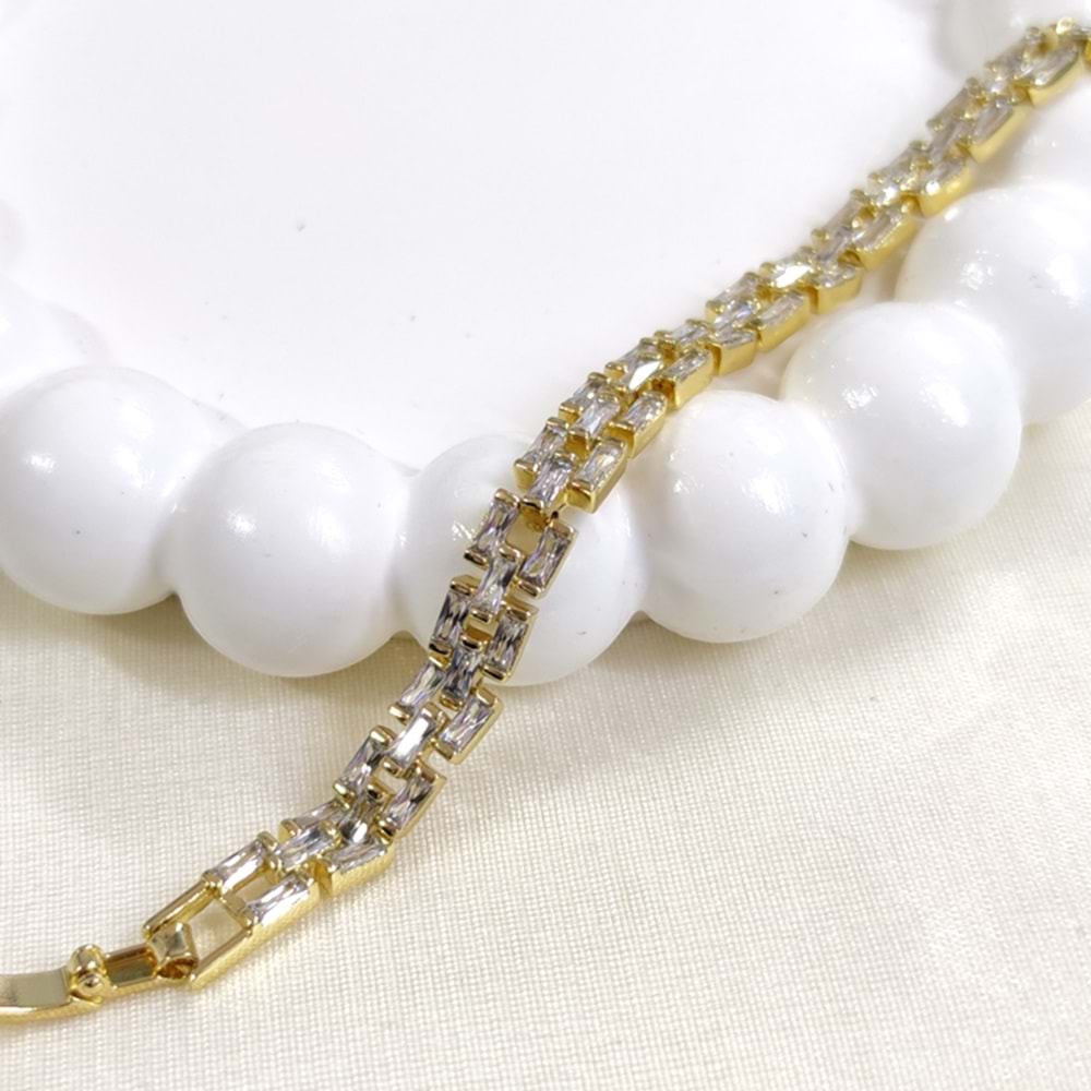 XUPING 5 MM BAGET TAŞLI KORDON BİLEKLİK GOLD 17+2 CM