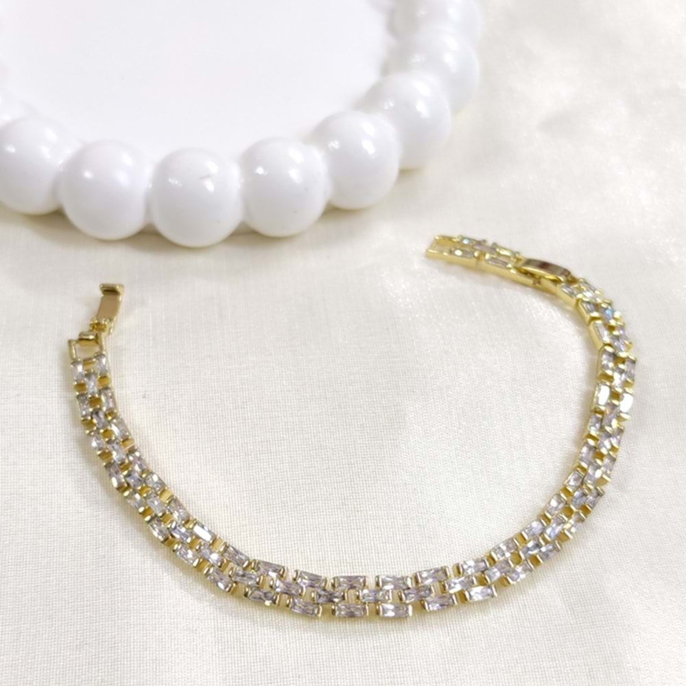 XUPING 5 MM BAGET TAŞLI KORDON BİLEKLİK GOLD 17+2 CM