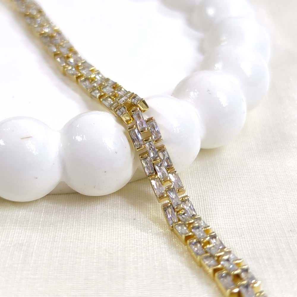 XUPING 5 MM BAGET TAŞLI KORDON BİLEKLİK GOLD 17+2 CM