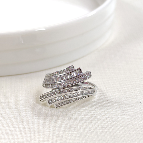 İTHAL BAGET TAŞ DETAYLI ÇAPRAZ GÜMÜŞ YÜZÜK - 20