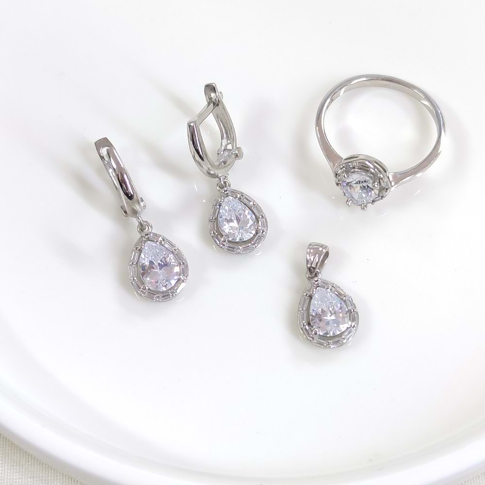 12 MM DAMLA ÜÇLÜ GÜMÜŞ SET