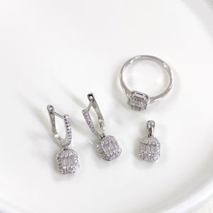 10 MM BAGET ÜÇLÜ GÜMÜŞ SET - 20