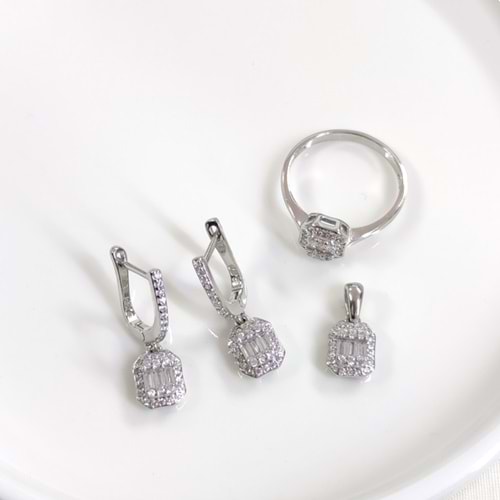 10 MM BAGET ÜÇLÜ GÜMÜŞ SET - 20