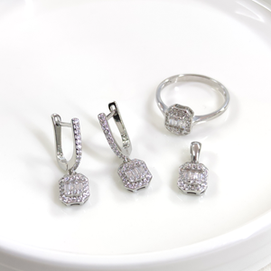 10 MM BAGET ÜÇLÜ GÜMÜŞ SET - 20