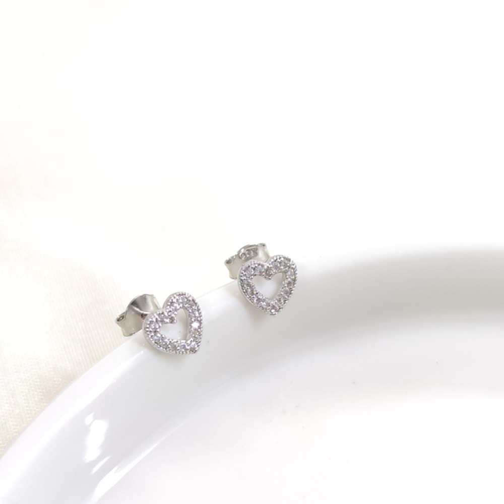7 MM KALP GÜMÜŞ ÇİVİ KÜPE - RODYUM BEYAZ