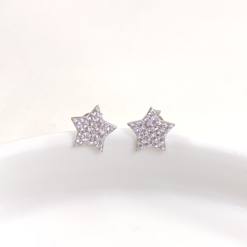 10 MM YILDIZ ÇİVİ GÜMÜŞ KÜPE - RODYUM BEYAZ