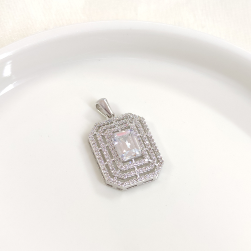 22 MM BAGET GÜMÜŞ KOLYE UCU - RODYUM BEYAZ