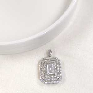 22 MM BAGET GÜMÜŞ KOLYE UCU - RODYUM BEYAZ