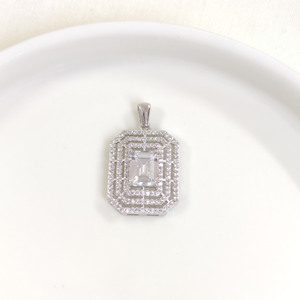 22 MM BAGET GÜMÜŞ KOLYE UCU - RODYUM BEYAZ