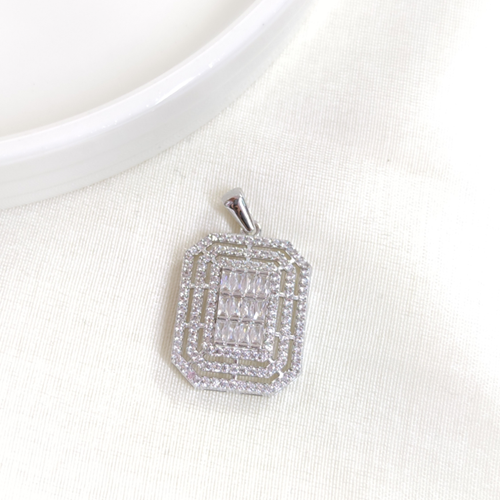 22 MM PIRLANTA MONTÜR BAGET GÜMÜŞ KOLYE UCU - RODYUM BEYAZ