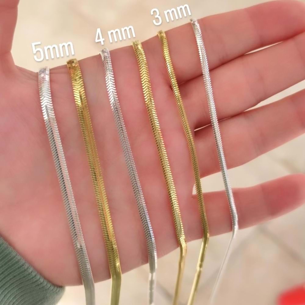 3 MM İTHAL 60 CM YILAN EZME GÜMÜŞ ZİNCİR KOLYE - RODYUM BEYAZ