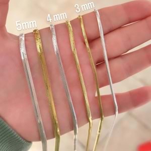 3 MM İTHAL 60 CM YILAN EZME GÜMÜŞ ZİNCİR KOLYE - RODYUM BEYAZ