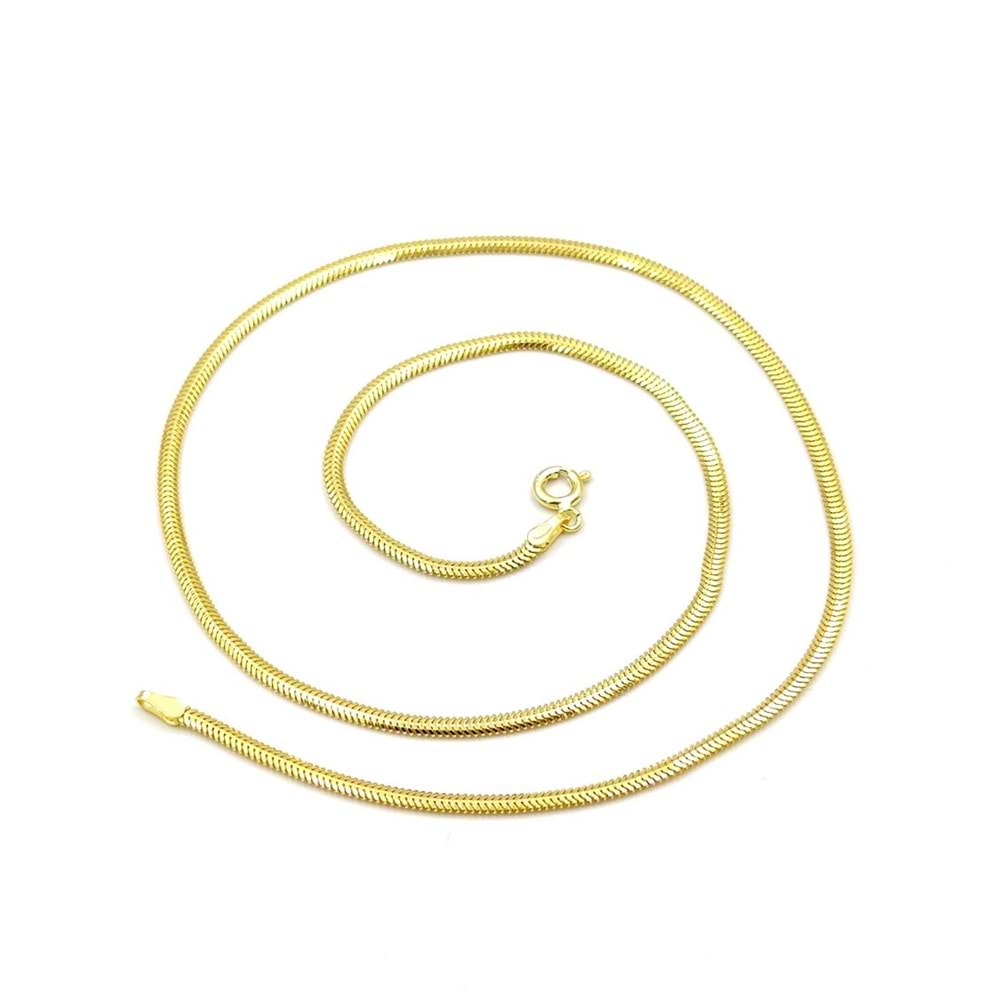 3 MM İTHAL 65 CM YILAN EZME GÜMÜŞ ZİNCİR KOLYE - ALTIN SARI