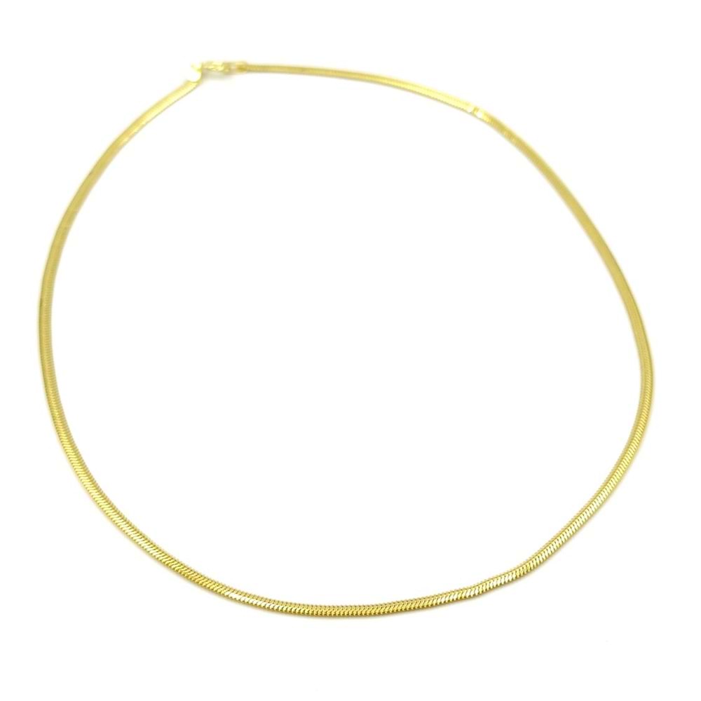 3 MM İTHAL 65 CM YILAN EZME GÜMÜŞ ZİNCİR KOLYE - ALTIN SARI