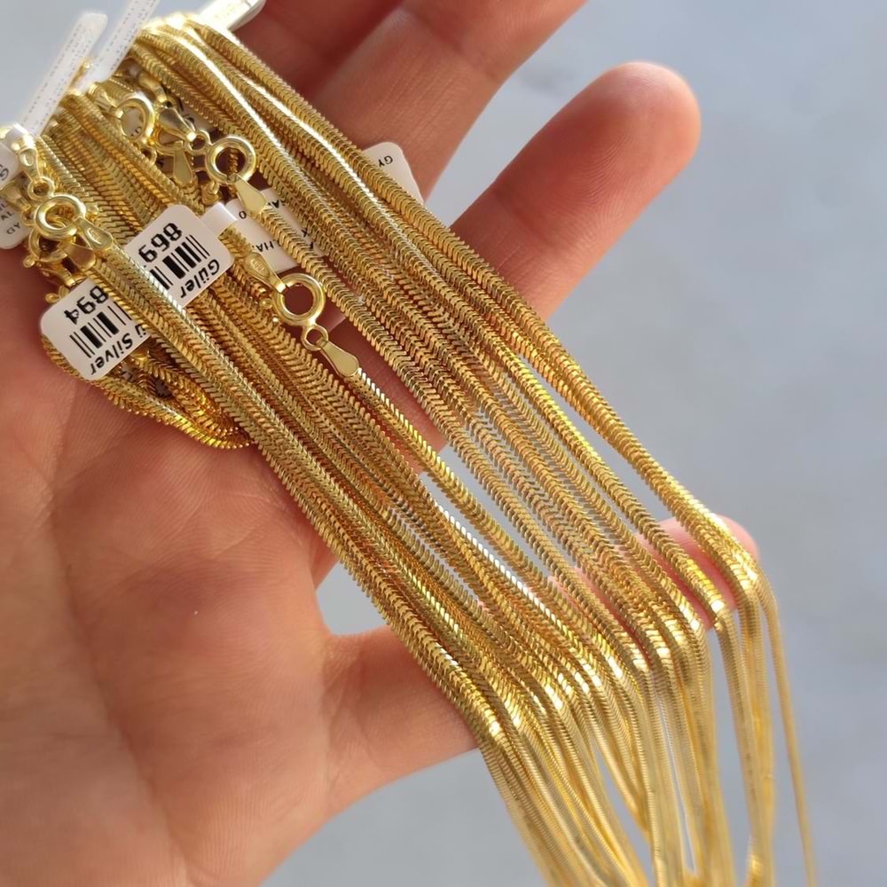 3 MM İTHAL 65 CM YILAN EZME GÜMÜŞ ZİNCİR KOLYE