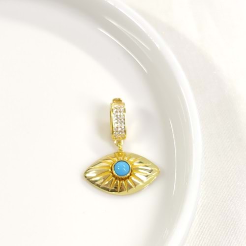 MAVİ GÖZ GÜMÜŞ KOLYE UCU 25MM