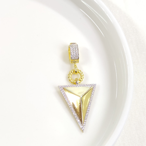 ÜÇGEN GÜMÜŞ KOLYE UCU 40MM - ALTIN SARI