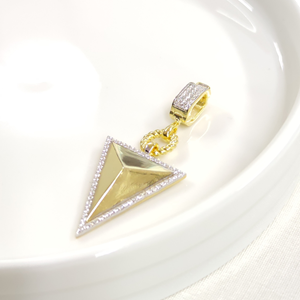 ÜÇGEN GÜMÜŞ KOLYE UCU 40MM - ALTIN SARI