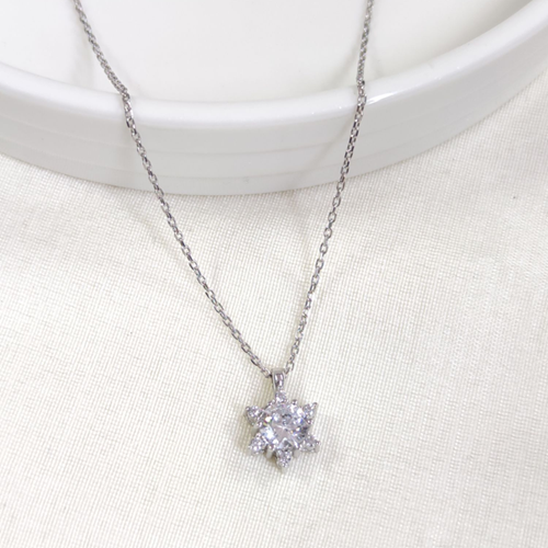 1 CM LOTUS GÜMÜŞ KOLYE 40+5 CM - RODYUM BEYAZ