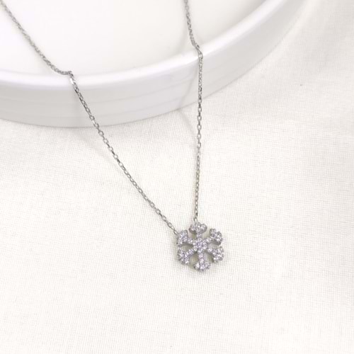 12 MM KAR TANESİ GÜMÜŞ KOLYE 45 CM - RODYUM BEYAZ