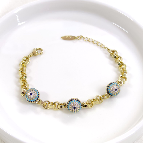 XUPING ÜÇLÜ SOSYETE GÖZÜ NAZAR BONCUKLU BİLEKLİK 17+3 CM